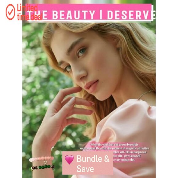 Stretch Bead Bracelet with Rhinestone Charm for Couples Friendship Gifts - Picture 7 of 8